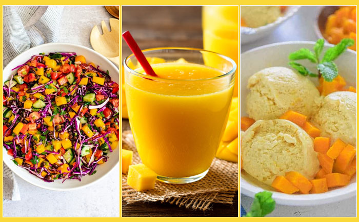 Mango Salad, Desserts, Juices